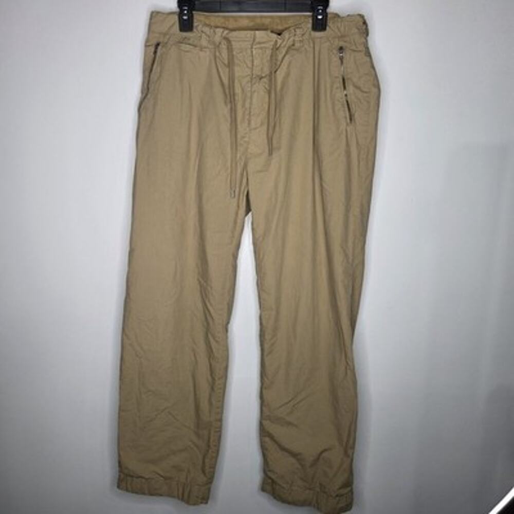 Ralph Lauren RLX Mens XL Beige Lined Pants Drawstring Waist Zippered Pockets